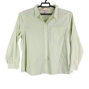 Women's Green Checkered Cherokee Shirt Long Sleeve Button Down Size 18W